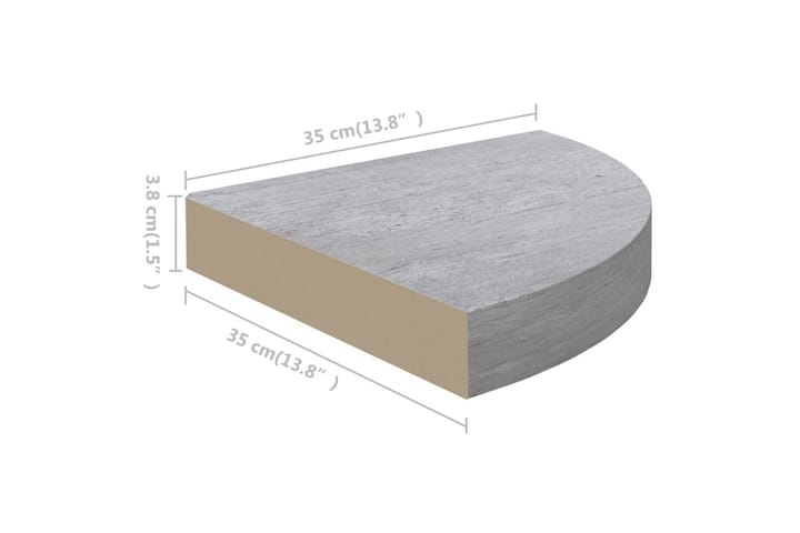 Seinäkulmahylly betoninharmaa 35x35x3,8 cm MDF - Harmaa - Kulmahylly - Keittiöhylly - Hylly