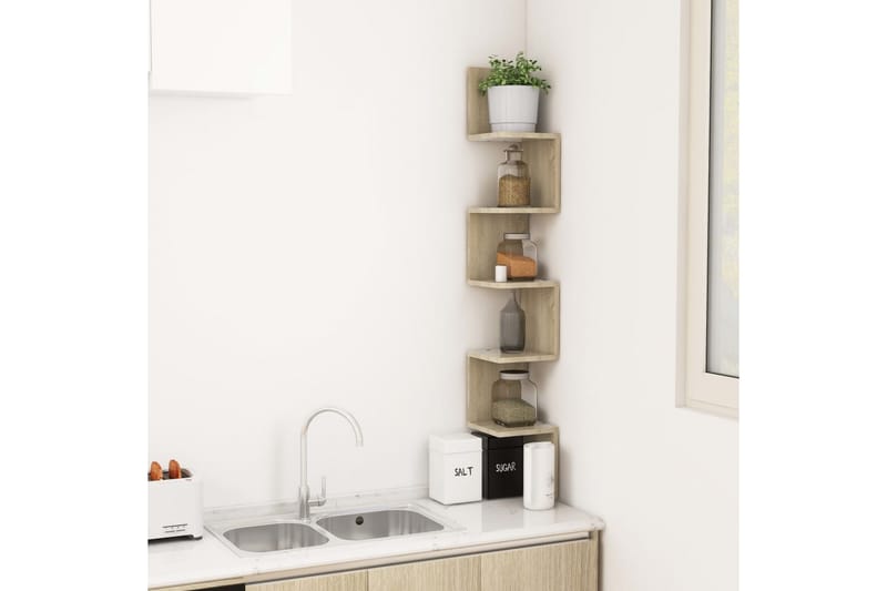 Seinäkulmahylly Sonoma-tammi 20x20x127,5 cm lastulevy - Säilytys - Hylly - Seinähylly