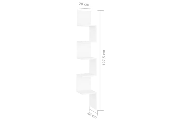 Seinäkulmahylly valkoinen 20x20x127,5 cm lastulevy - Valkoinen - Seinähylly - Keittiöhylly - Hylly
