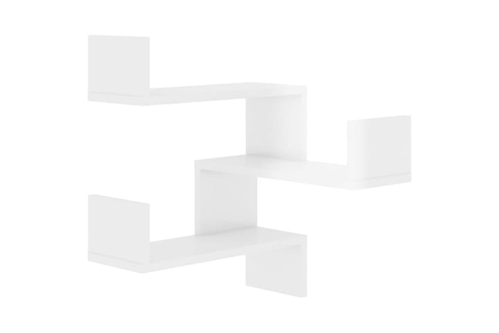 Seinäkulmahyllyt 2 kpl korkeakiilto valk. 40x40x50 cm - Valkoinen - Seinähylly - Keittiöhylly - Hylly