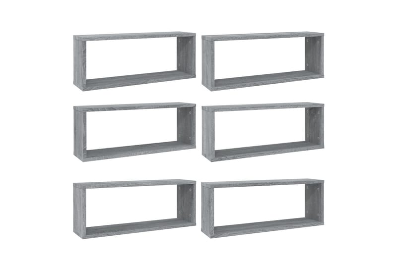Seinäkuutiohyllyt 6 kpl harmaa Sonoma 60x15x23 cm tekninen p - Harmaa - Säilytys - Hylly - Seinähylly