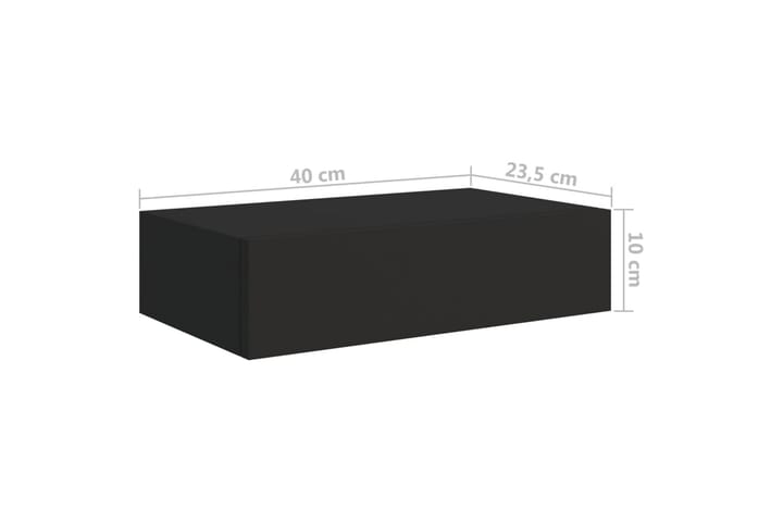 Seinälaatikkohylly musta 40x23,5x10 cm MDF - Musta - Seinähylly - Keittiöhylly - Hylly
