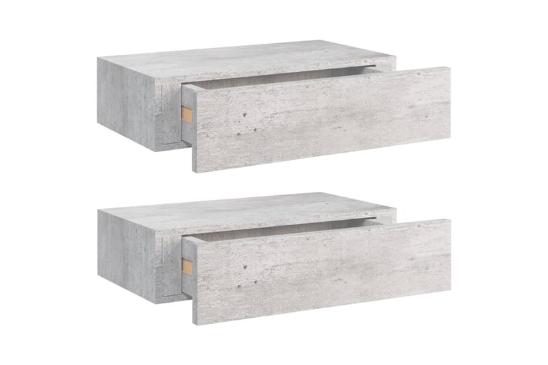Seinälaatikkohyllyt 2 kpl betoninharmaa 40x23,5x10 cm MDF - Harmaa - Säilytys - Hylly - Seinähylly