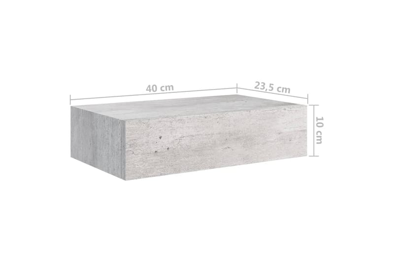 Seinälaatikkohyllyt 2 kpl betoninharmaa 40x23,5x10 cm MDF - Harmaa - Seinähylly - Keittiöhylly - Hylly