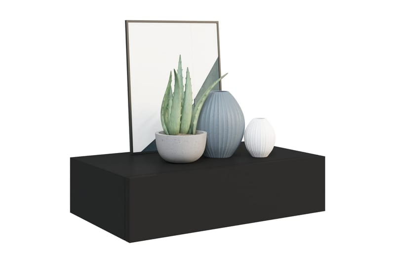 Seinälaatikkohyllyt 2 kpl musta 40x23,5x10 cm MDF - Musta - Säilytys - Hylly - Seinähylly