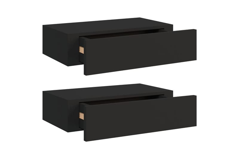 Seinälaatikkohyllyt 2 kpl musta 40x23,5x10 cm MDF - Musta - Säilytys - Hylly - Seinähylly
