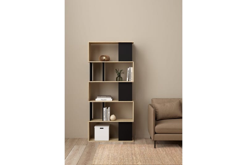 Shivani Kirjahylly 80 cm - Luonnonväri/Musta - Säilytys - Hylly - Kirjahylly