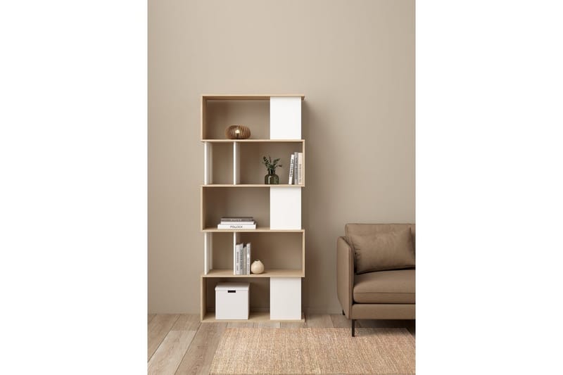 Shivani Kirjahylly 80 cm - Luonnonväri/Valkoinen - Säilytys - Hylly - Kirjahylly