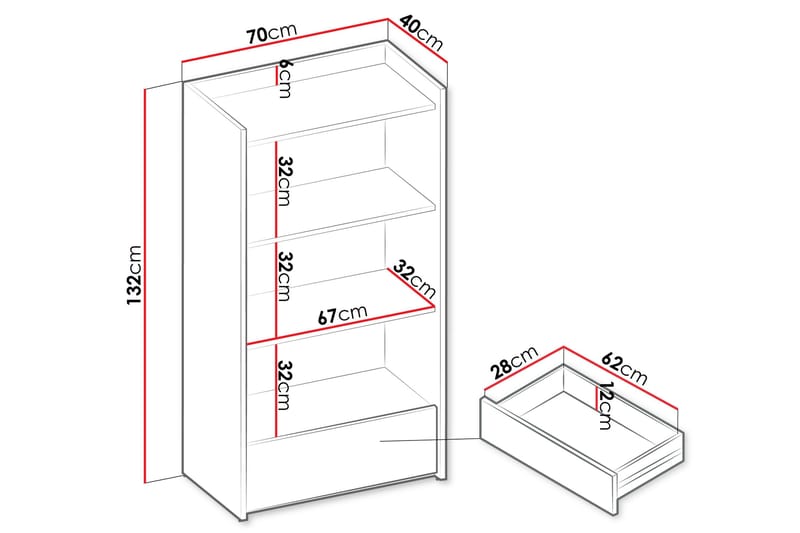 Sigmana Kirjahylly 70x40 cm - Harmaa - Säilytys - Hylly - Kirjahylly