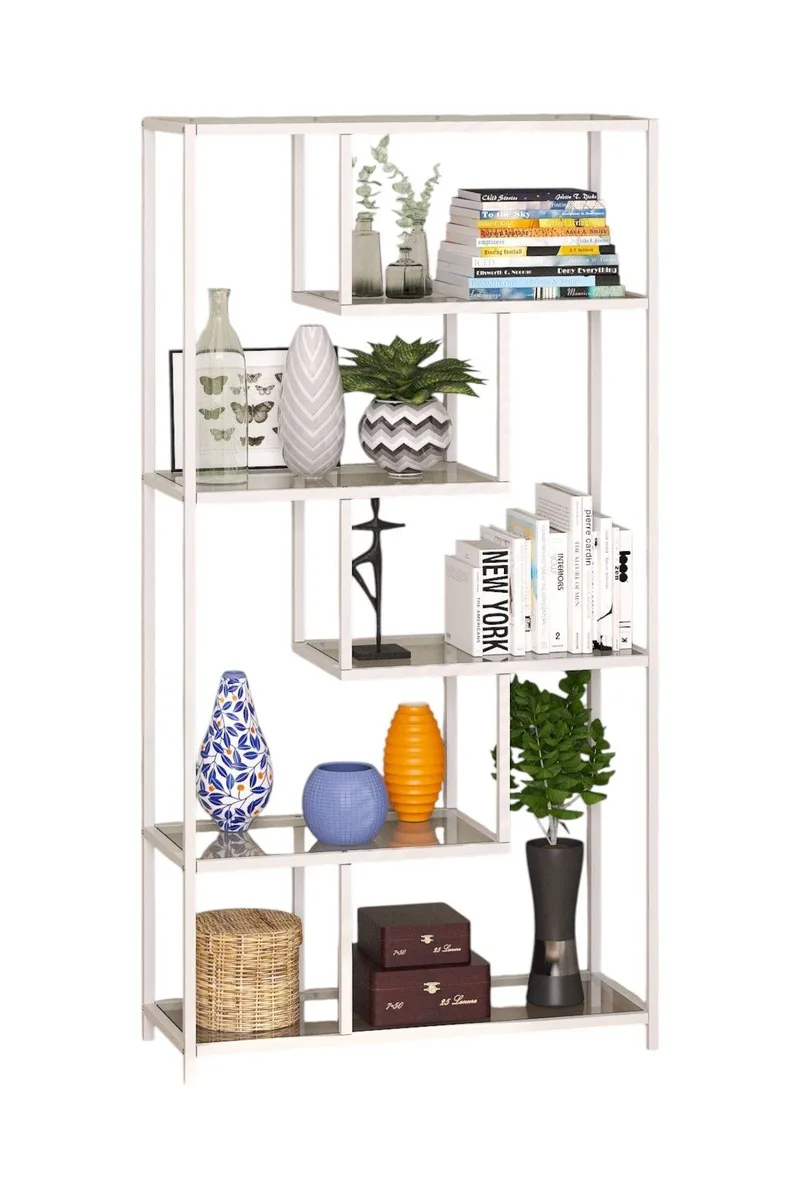 Sorena Kirjahylly 90x172 cm, Valkoinen ja läpinäkyvä