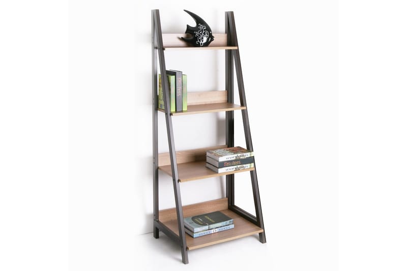 Step kirjahylly 48 cm puuta ja metallirunko - Vaaleanruskea - Säilytys - Hylly - Kirjahylly