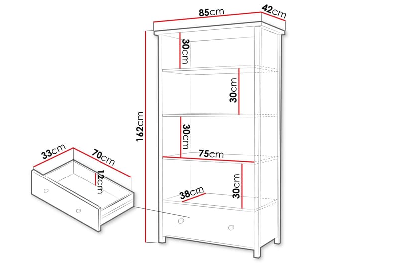 Storys Kirjahylly 85x42 cm - Musta - Säilytys - Hylly - Kirjahylly