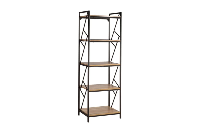Study kirjahylly 60 cm metallia ja puutaso, Tummanruskea