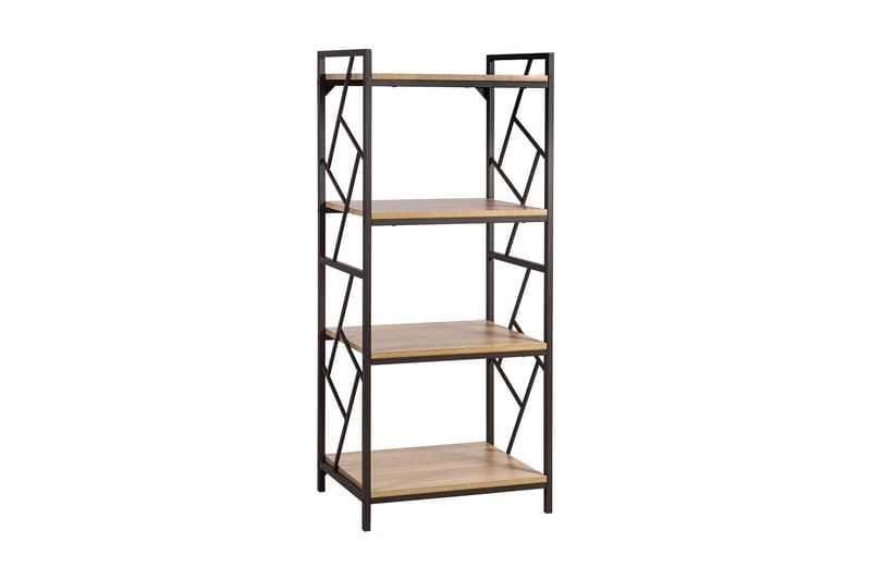Study kirjahylly 60 cm puuta metallirungolla, Vaaleanruskea