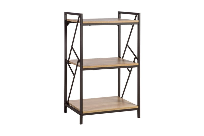 Study kirjahylly 60 cm puuta ja metallirungolla, Vaaleanruskea