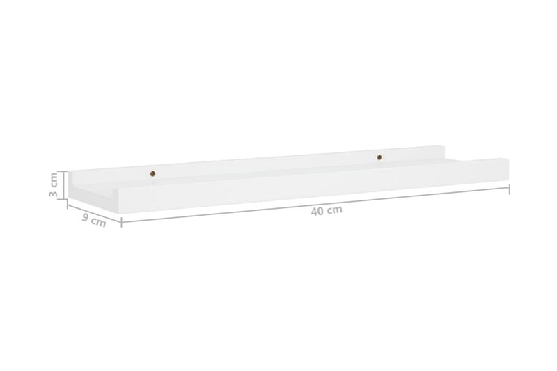 Tauluhyllyt 2 kpl valkoinen 40x9x3 cm MDF - Valkoinen - Säilytys - Hylly - Tauluhylly