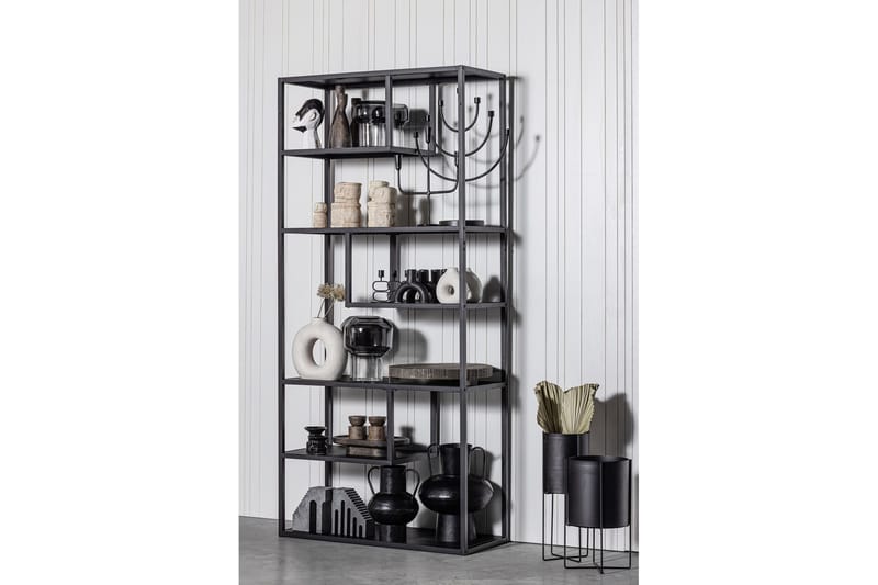Teun kapea kirjahylly 35 cm metallia - Musta - Säilytys - Hylly - Kirjahylly