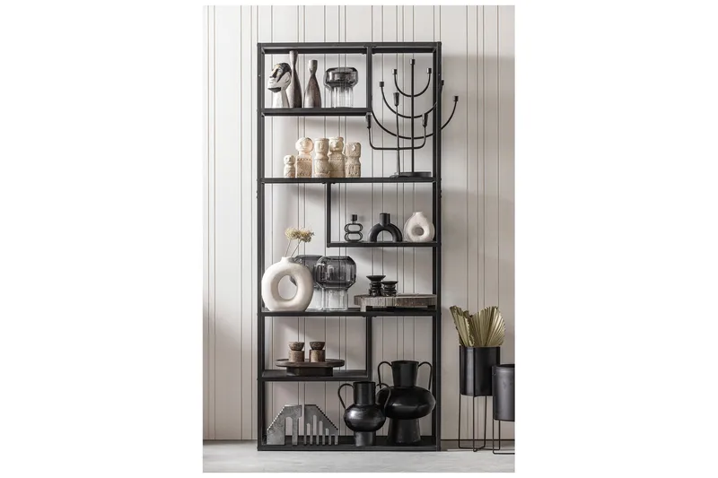Teun kapea kirjahylly 35 cm metallia - Musta - Säilytys - Hylly - Kirjahylly