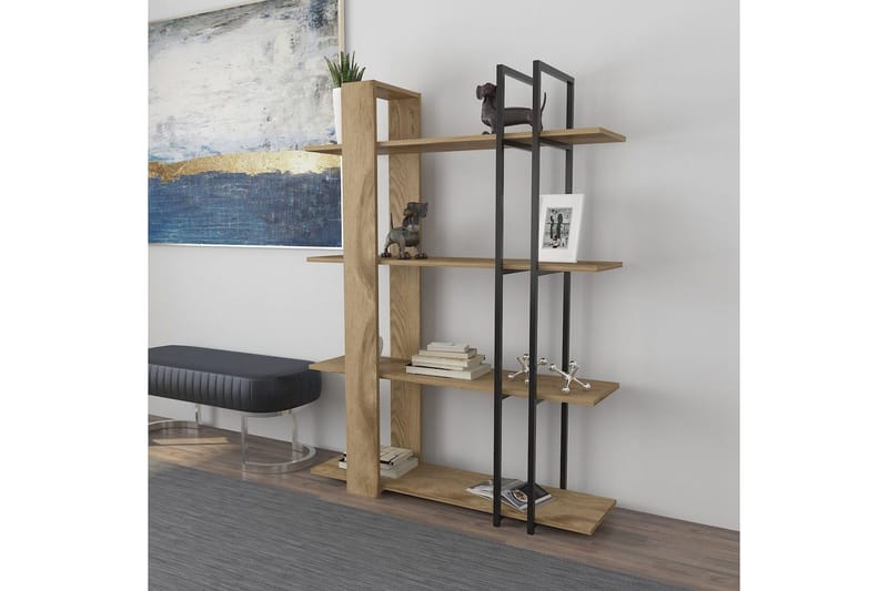 Thyra Kirjahylly 120 cm - Tammi/Musta - Säilytys - Hylly - Kirjahylly