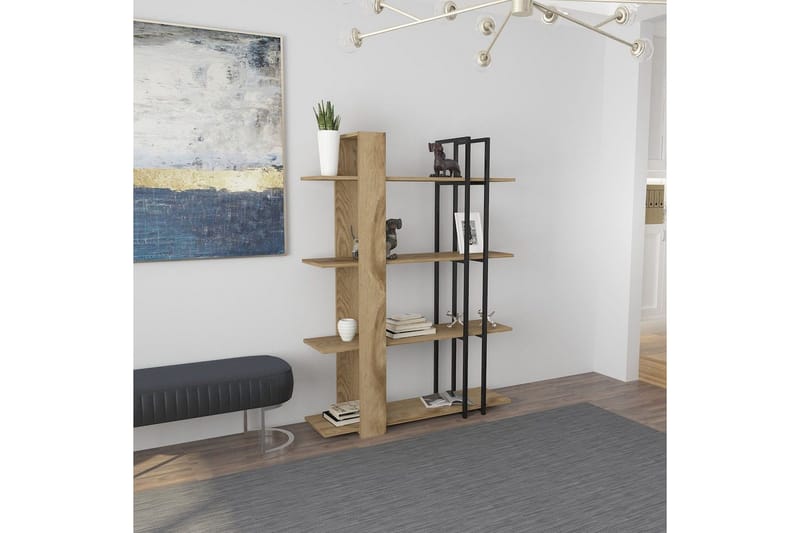 Thyra Kirjahylly 120 cm - Tammi/Musta - Säilytys - Hylly - Kirjahylly