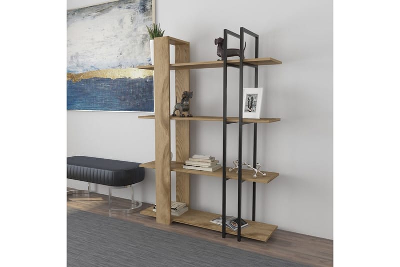Thyra Kirjahylly 120 cm - Tammi/Musta - Säilytys - Hylly - Kirjahylly