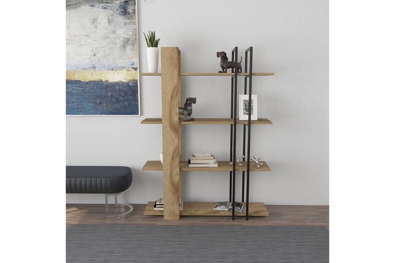 Thyra Kirjahylly 120 cm - Tammi/Musta - Säilytys - Hylly - Kirjahylly