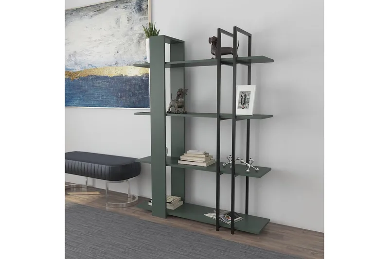 Thyra Kirjahylly 120 cm - Vihreä/Musta - Säilytys - Hylly - Kirjahylly