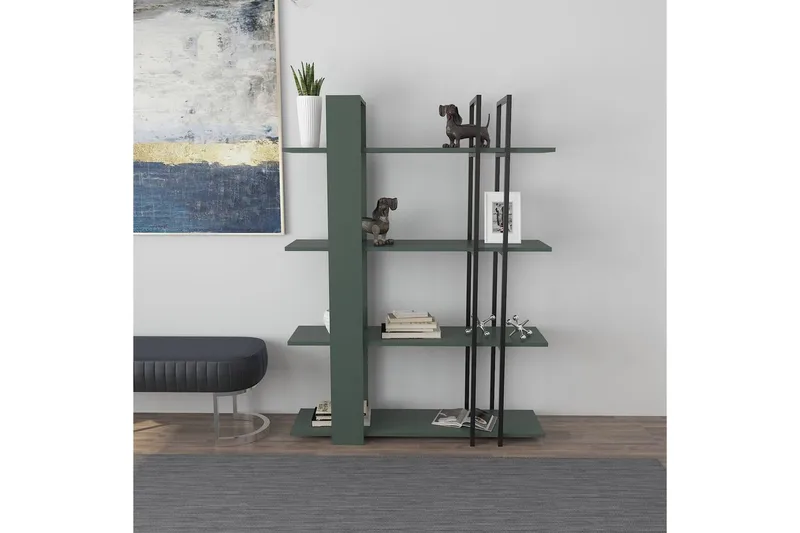 Thyra Kirjahylly 120 cm - Vihreä/Musta - Säilytys - Hylly - Kirjahylly