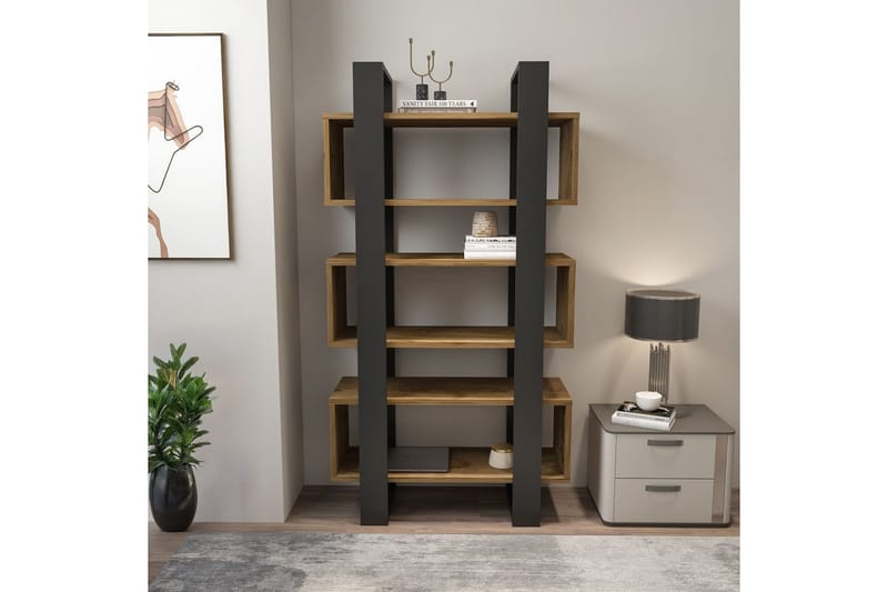 Thyric Kirjahylly 80 cm - Pähkinä/Antrasiitti - Säilytys - Hylly - Kirjahylly