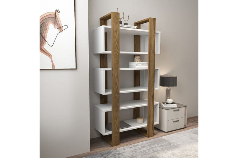 Thyric Kirjahylly 80 cm - Pähkinä/Valkoinen - Säilytys - Hylly - Kirjahylly