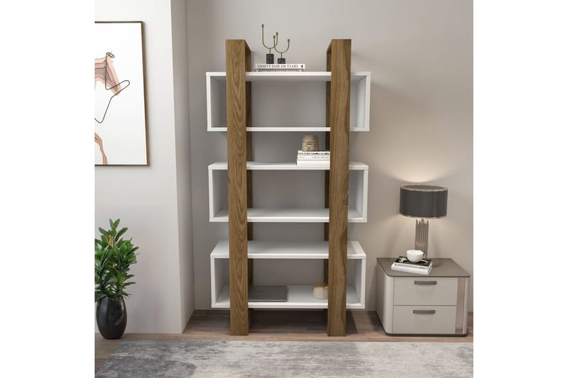 Thyric Kirjahylly 80 cm - Pähkinä/Valkoinen - Säilytys - Hylly - Kirjahylly