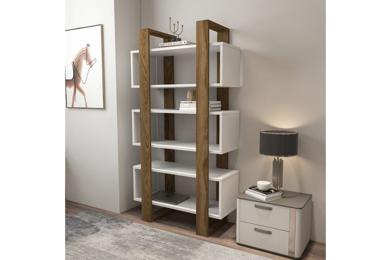 Thyric Kirjahylly 80 cm - Pähkinä/Valkoinen - Säilytys - Hylly - Kirjahylly