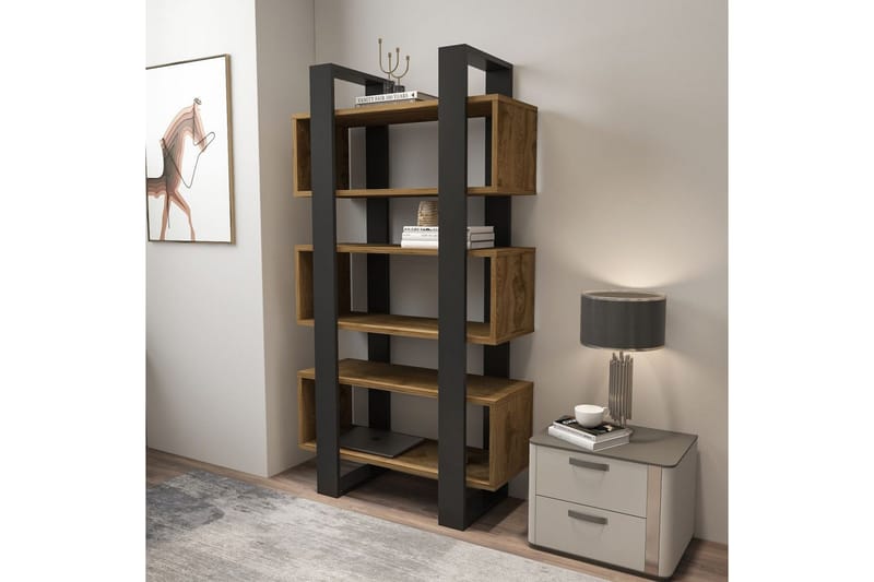 Thyric Kirjahylly 80 cm - Pähkinä/Antrasiitti - Säilytys - Hylly - Kirjahylly