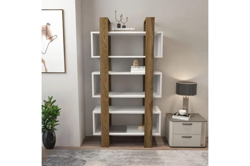 Thyric Kirjahylly 80 cm - Pähkinä/Valkoinen - Säilytys - Hylly - Kirjahylly