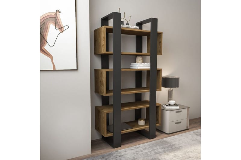 Thyric Kirjahylly 80 cm - Pähkinä/Antrasiitti - Säilytys - Hylly - Kirjahylly