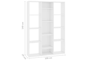 Tilanjakaja/kirjahylly korkeak. valk. 100x24x140cm lastulevy - Valkoinen - Säilytys - Hylly - Kirjahylly