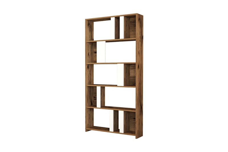 Timiza kirjahylly 90 cm 5 hyllyllä pähkinäpuuta, Pähkinänruskea