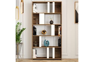 Timiza kirjahylly 90 cm 5 hyllyllä pähkinäpuuta - Pähkinänruskea - Säilytys - Hylly - Kirjahylly