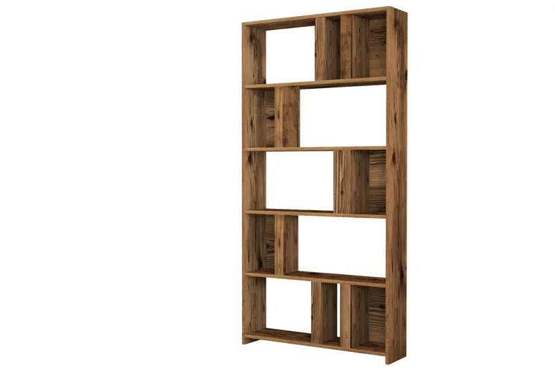 Timiza kirjahylly 90 cm 5 hyllyllä pähkinä - Ruskea - Säilytys - Hylly - Kirjahylly