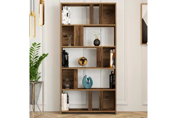 Timiza kirjahylly 90 cm 5 hyllyllä pähkinä - Ruskea - Säilytys - Hylly - Kirjahylly