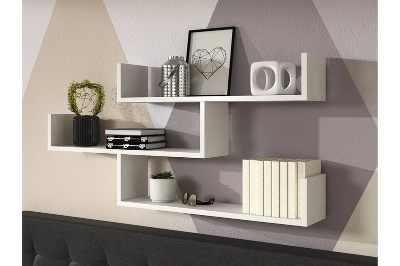 Trio Seinähylly 119x18x55 cm - Valkoinen - Säilytys - Hylly - Seinähylly