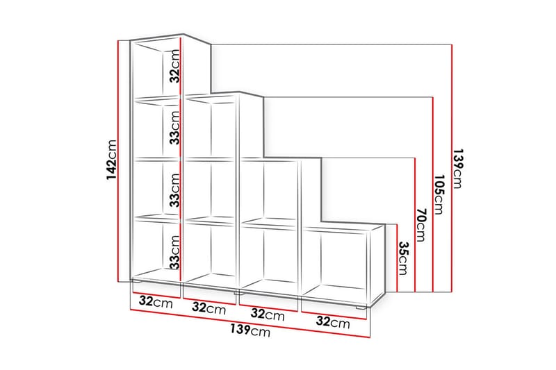 Triorana Kirjahylly 139 cm - Beige - Säilytys - Hylly - Kirjahylly