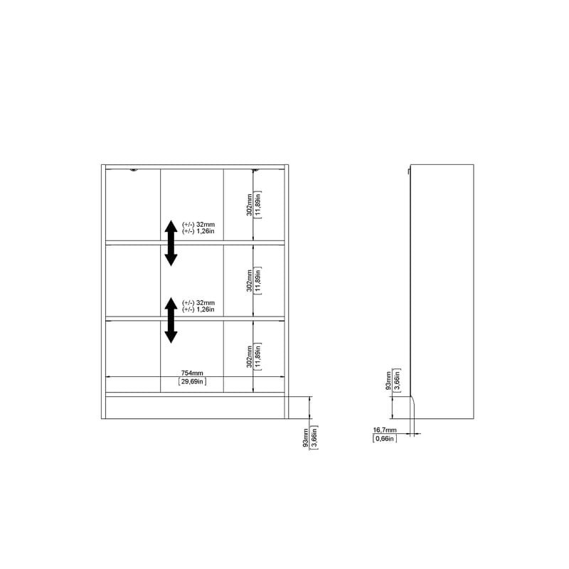 Trysil kirjahylly 2 hyllyllä 79x27x107 cm - Säilytys - Hylly - Kirjahylly