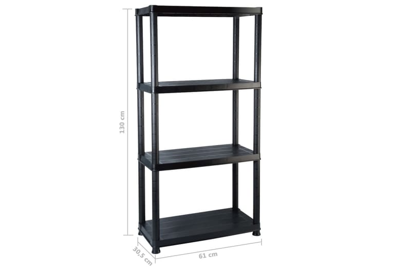Varastohylly 4-tasoinen musta 61x30,5x130 cm muovi - Musta - Säilytys - Hylly - Kirjahylly
