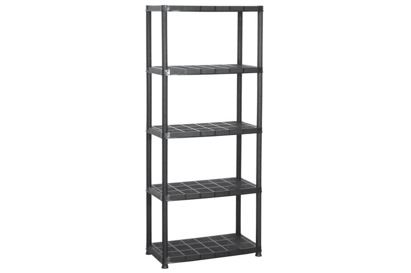 Varastohylly 5-tasoinen musta 71x38x170 cm muovi - Musta - Säilytys - Hylly - Kirjahylly