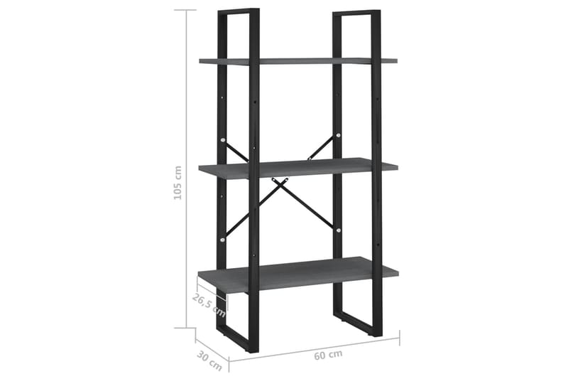 Varastohylly harmaa 60x30x105 cm täysi mänty - Säilytys - Hylly - Kirjahylly