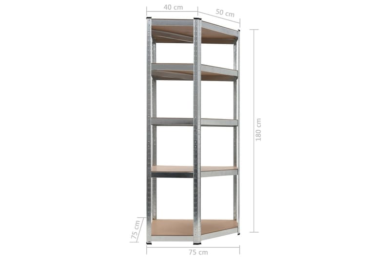 Varastohylly hopea 75x75x180 cm teräs ja MDF - Hopea - Säilytys - Hylly - Säilytyshylly - Varastohylly