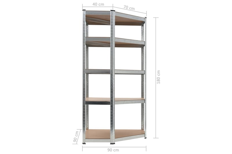 Varastohylly hopea 90x90x180 cm teräs ja MDF - Hopea - Säilytys - Hylly - Säilytyshylly - Varastohylly