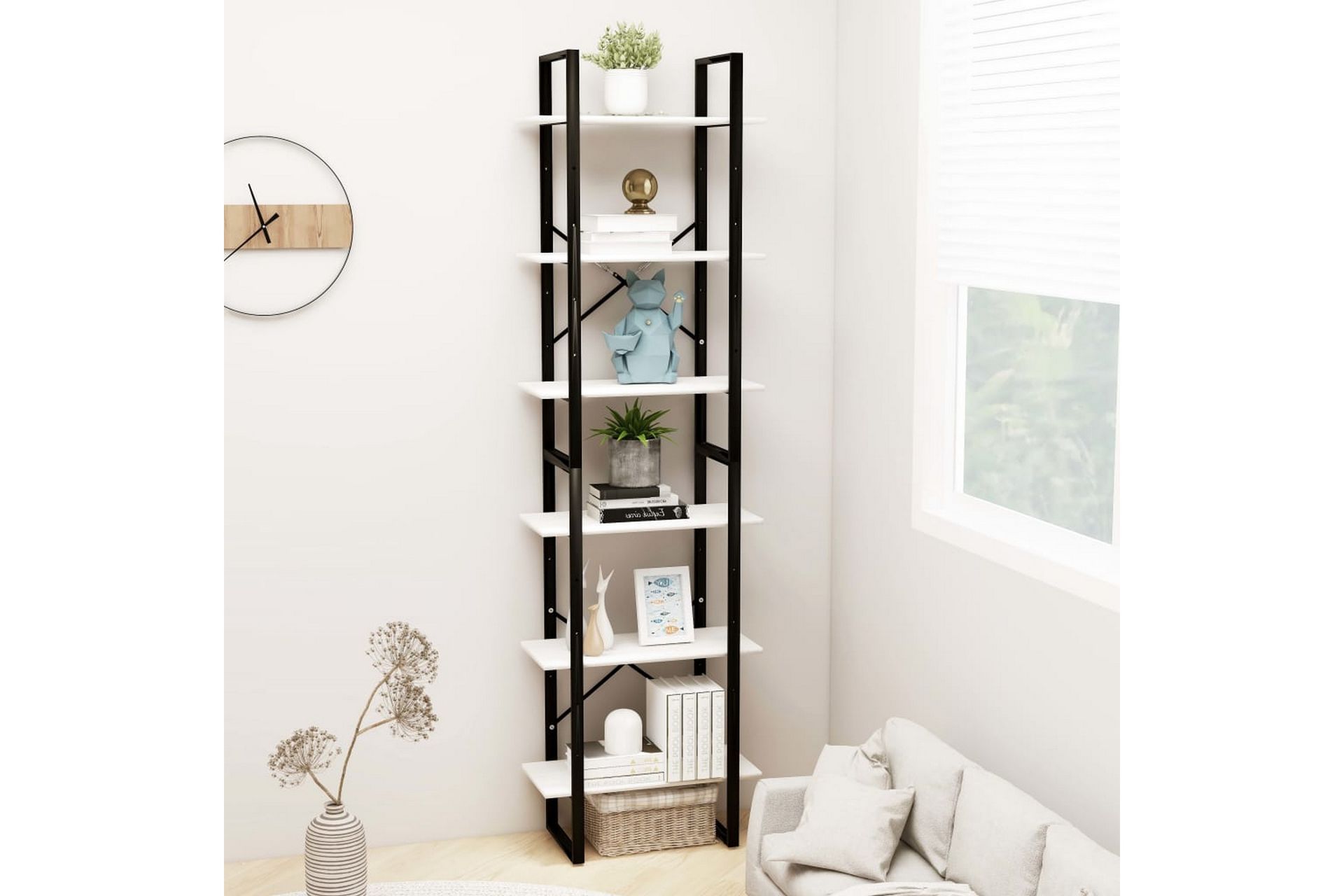Varastohylly valkoinen 60x30x210 cm täysi mänty - Säilytys - Hylly - Kirjahylly