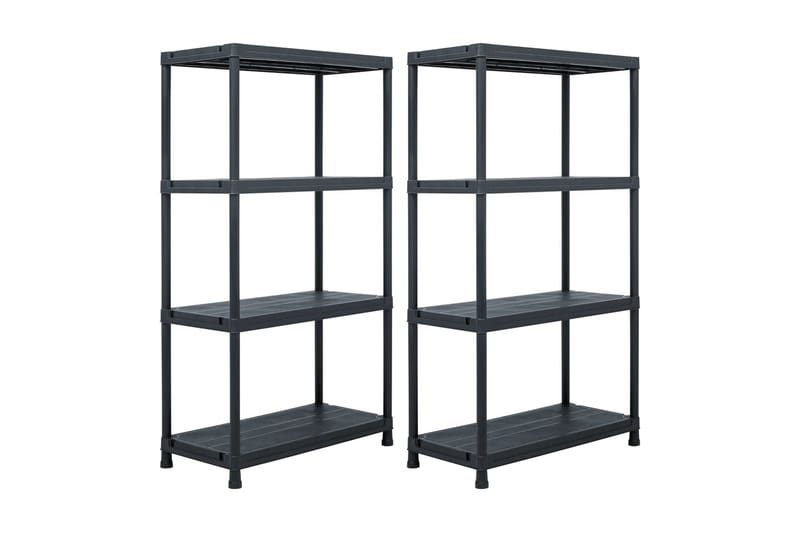 Varastohyllyt 2 kpl 100 kg muovi 60x30x138 cm musta - Musta - Säilytys - Hylly - Säilytyshylly - Varastohylly